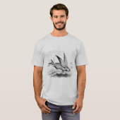 アンティーク飛んでいるフィッシュオントートバッグ Tシャツ (正面フル)