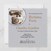 アンティーク飛行機をテーマにしたお誕生日ケーキ 招待状 (裏面)