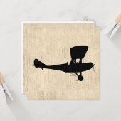 アンティーク飛行機シルエットアート カード (正面/裏面インサイチュ)