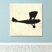 アンティーク飛行機シルエットアート キャンバスプリント (インサイチュ (ウッドフロア))