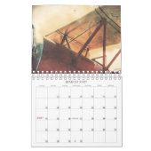 アンティーク飛行機バイプレーン12ヶ月スモール カレンダー (3月 2027)