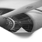 アンティーク飛行機プロペラ白黒 ポスター (角)