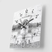 アンティーク飛行機レトロの正方形クロック スクエア壁時計 (傾斜)