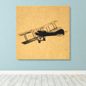 アンティーク飛行機ヴィンテージ飛行機航空術 キャンバスプリント (インサイチュ (ウッドフロア))