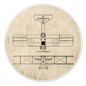 アンティーク飛行機図ヴィンテージ飛行機アート セラミックノブ (正面)