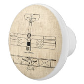 アンティーク飛行機図ヴィンテージ飛行機アート セラミックノブ (右)