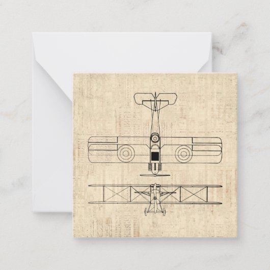 アンティーク飛行機図ヴィンテージ飛行機アート ノートカード (正面)