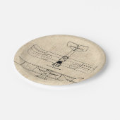 アンティーク飛行機図ヴィンテージ飛行機アート ペーパープレート (アングル)