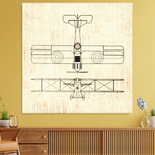 アンティーク飛行機図ヴィンテージ飛行機美術 キャンバスプリント (インサイチュ (リビング))
