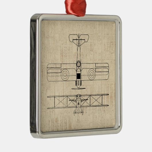 アンティーク飛行機図ヴィンテージ飛行機美術 メタルオーナメント (右)