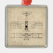 アンティーク飛行機図ヴィンテージ飛行機美術 メタルオーナメント (正面)