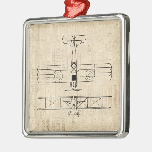 アンティーク飛行機図ヴィンテージ飛行機美術 メタルオーナメント (左)