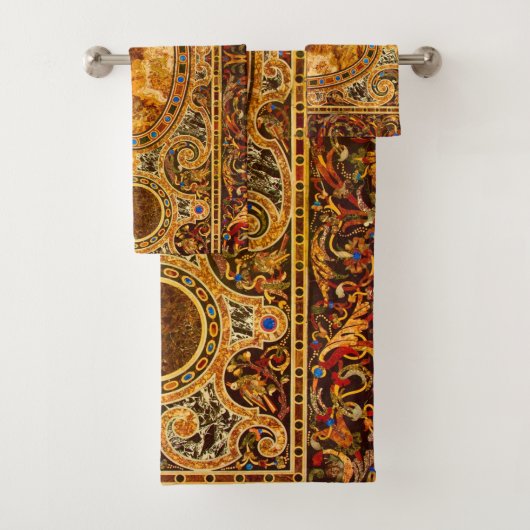 アンティーク飾イタリアン形石模様 バスタオルセット (インサイチュ)