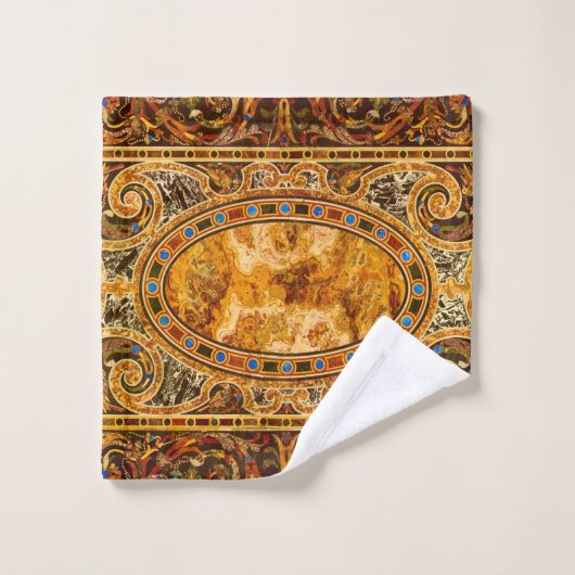 アンティーク飾イタリアン形石模様 バスタオルセット (ウォッシュタオル)