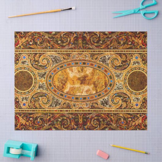 アンティーク飾イタリアン形石模様 薄葉紙 (クラフト)