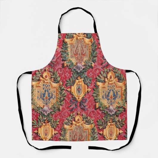 アンティーク飾フランスの花模様 エプロン (正面)