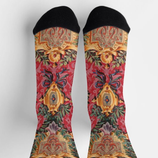 アンティーク飾フランスの花模様 ソックス (上部)