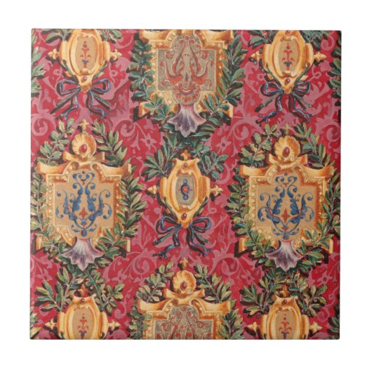 アンティーク飾フランスの花模様 タイル (正面)
