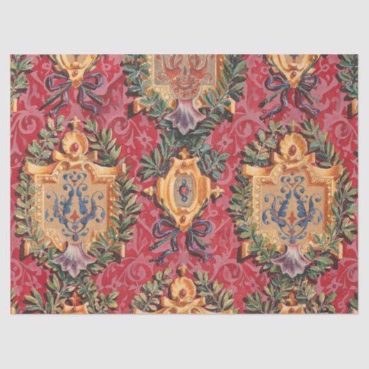 アンティーク飾フランスの花模様 薄葉紙 (正面)