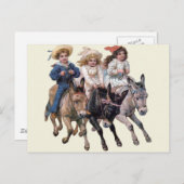 アンティーク馬ポニーチャイルドアート ポストカード (正面/裏面)