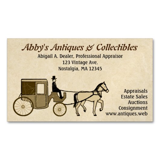 アンティーク馬駆動台車 |ヴィンテージスタイル マグネット名刺 (正面)