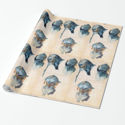 アンティーク騎士の腕/ヘルメットの3勉強 ラッピングペーパー (アンロールド)