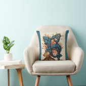 アンティーク騎士ヘルメットと赤い青い羽毛 クッション (椅子)