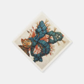 アンティーク騎士ヘルメットの赤い青 スタンダードカクテルナプキン (角)