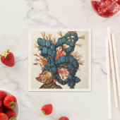 アンティーク騎士ヘルメットの赤い青 スタンダードカクテルナプキン (インサイチュ)