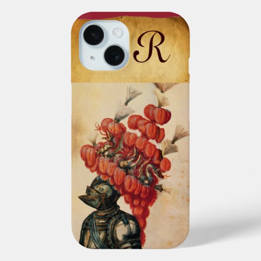 アンティーク騎士ヘルメット,ドラゴンと赤い羽 Case-Mate iPhoneケース (裏面)