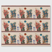 アンティーク騎士ヘルメット，赤い青の羽，ドラゴン ラッピングペーパー (フラット)