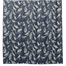 アンティーク鳥イラストレーション版木、銅版、版画クリームネイビー