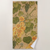 アンティーク黄色い花ビーチタオル ビーチタオル (正面)