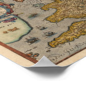 アンティーク1573年からのイギリスの地図 ポスター (角)