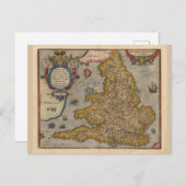 アンティーク1573年からのイギリスの地図 ポストカード (正面/裏面)