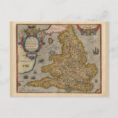 アンティーク1573年からのイギリスの地図 ポストカード (正面)
