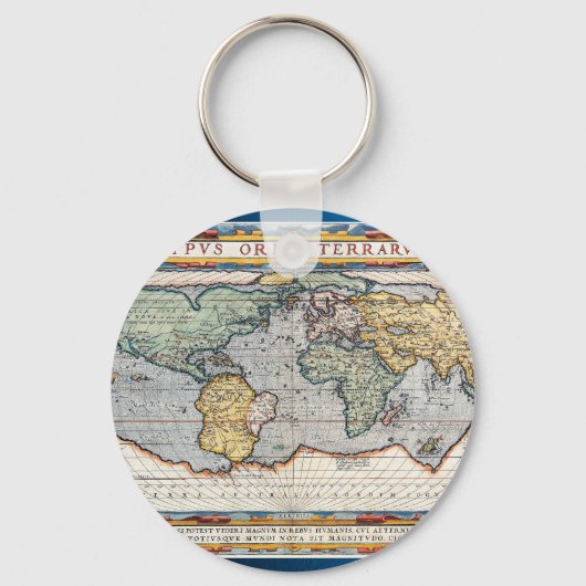 アンティーク16世紀世界地図 キーホルダー (正面)