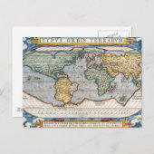 アンティーク16世紀世界地図 ポストカード (正面/裏面)