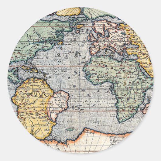 アンティーク16世紀世界地図 ラウンドシール (正面)