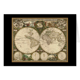 アンティーク1660世界地図Frederick de Wit