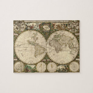 アンティーク1660世界地図Frederick de Wit ジグソーパズル