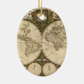 アンティーク1660世界地図Frederick de Wit セラミックオーナメント (裏面)