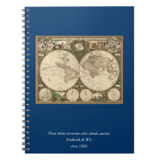 アンティーク1660世界地図Frederick de Wit ノートブック