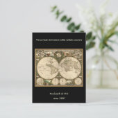 アンティーク1660世界地図Frederick de Wit ポストカード (スタンド正面)