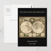 アンティーク1660世界地図Frederick de Wit ポストカード (正面/裏面)