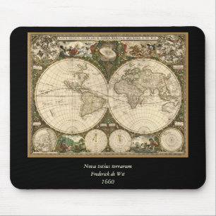 アンティーク1660世界地図Frederick de Wit マウスパッド