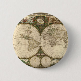 アンティーク1660世界地図Frederick de Wit 缶バッジ