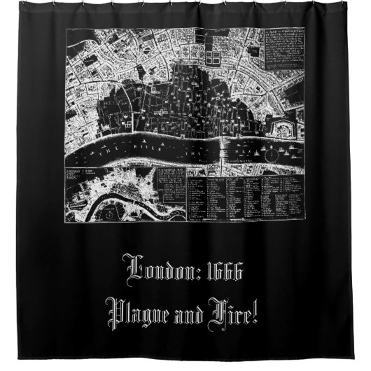アンティーク1666年のロンドンの地図トート シャワーカーテン (正面)