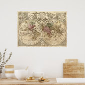 アンティーク1690世界地図バイギロウメデルイスル ポスター (キッチン)