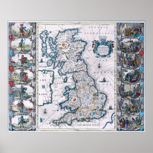 アンティーク17世紀の地図 ポスター (正面)